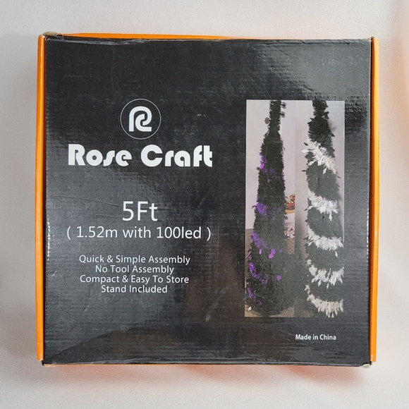 Ghosts Tinsel Halloween Collapsible Pull Up Pencil Tree - 5 Ft Tall - Picture 13 of 13